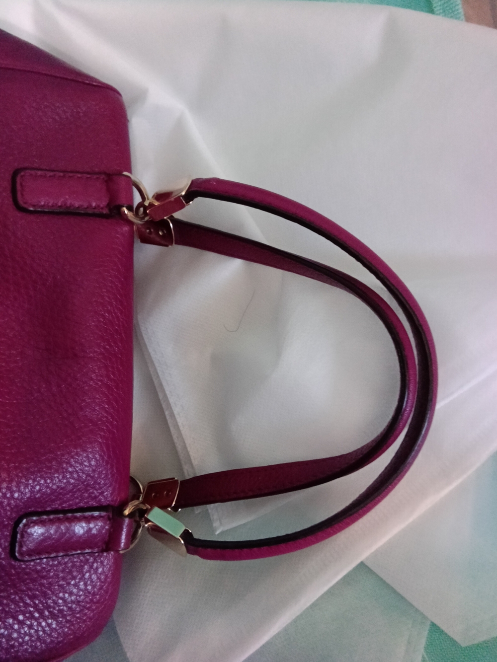 Coach Madison Mini Leather Top-Handle Satchel in Deep Berry - Picture 7 of 8
